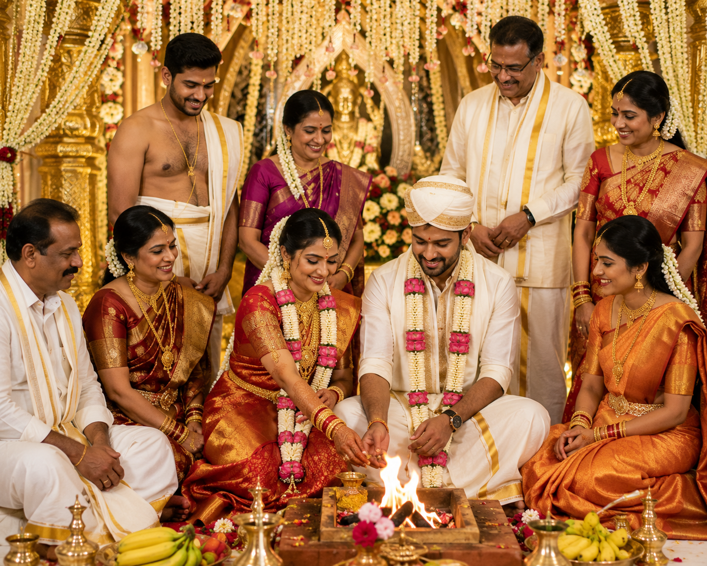Indian bride in gold jewelry
